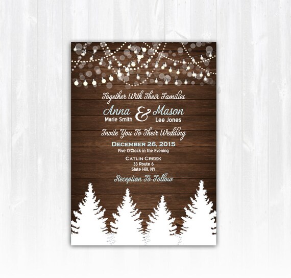Winter Wedding Invitation Diy Digital File Or Print Extra Etsy