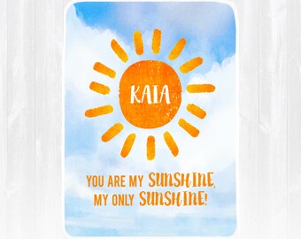 Custom You Are My Sunshine Blanket Personalized Blanket Custom Fleece Blanket Custom Kids Blanket Custom Baby Blanket You Are My Sunshine