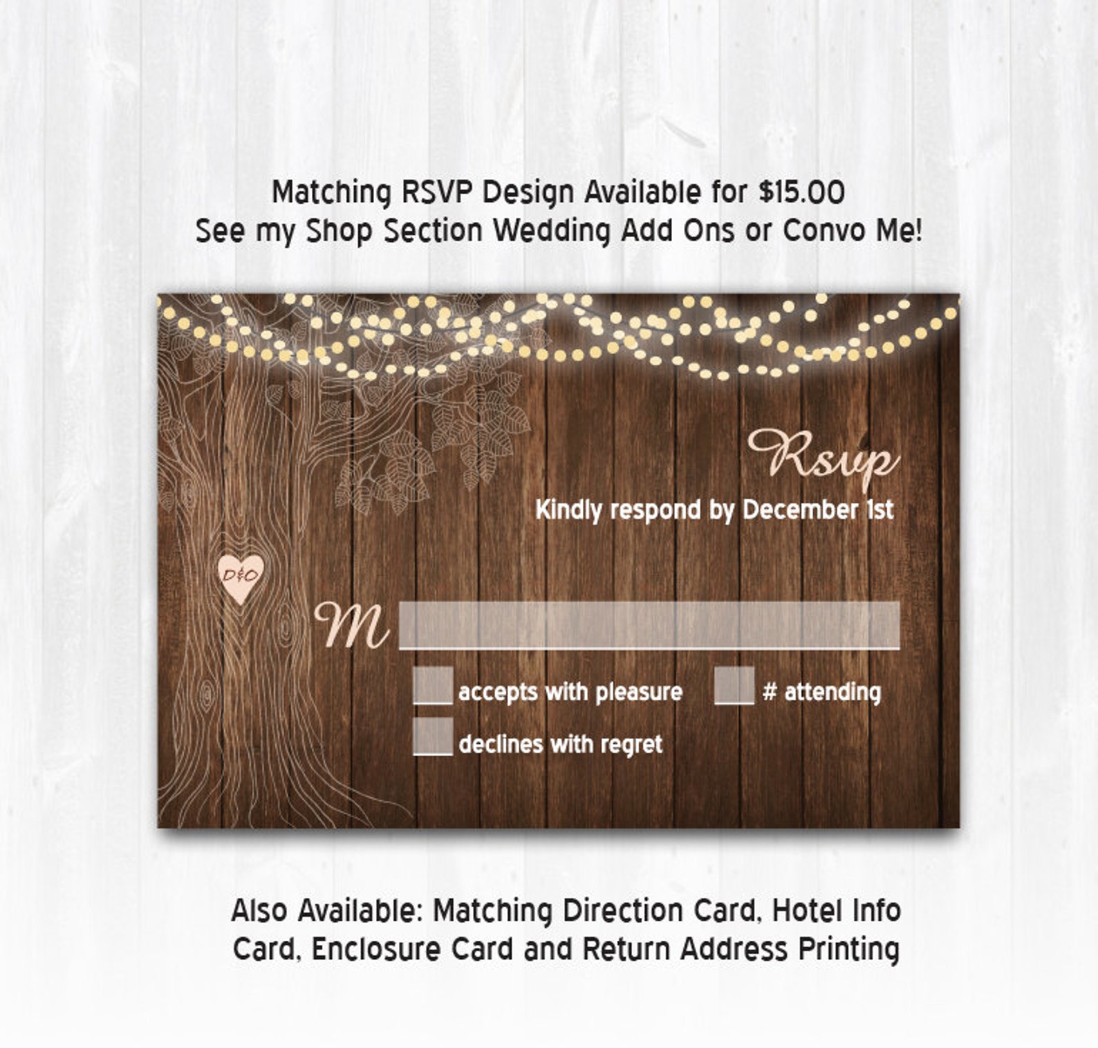 Tree Wedding Invitation Rustic Wedding Invitation String Etsy