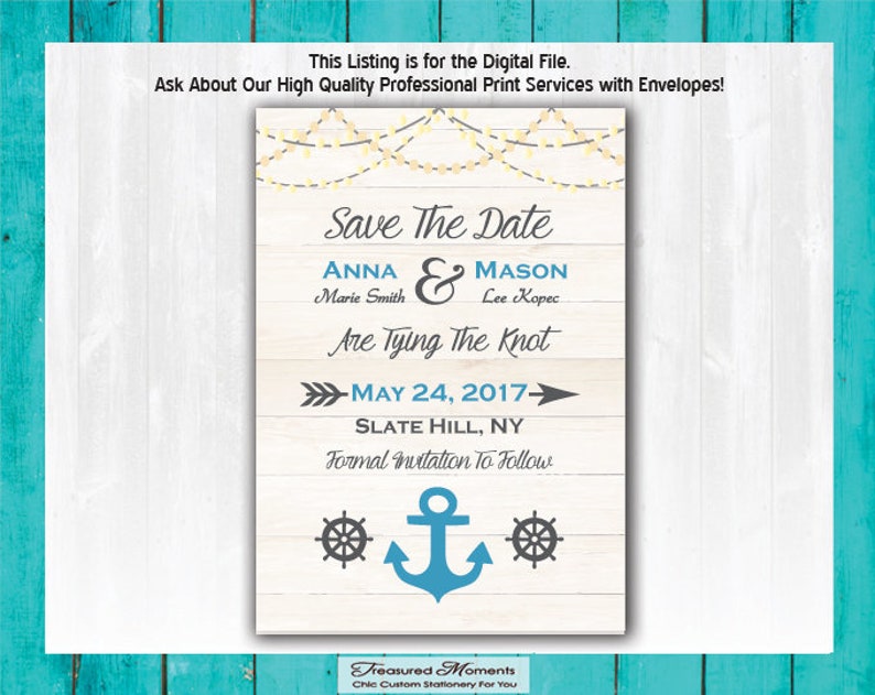 Beach Save The Date Diy Printable Nautical Save The Date Ocean Etsy