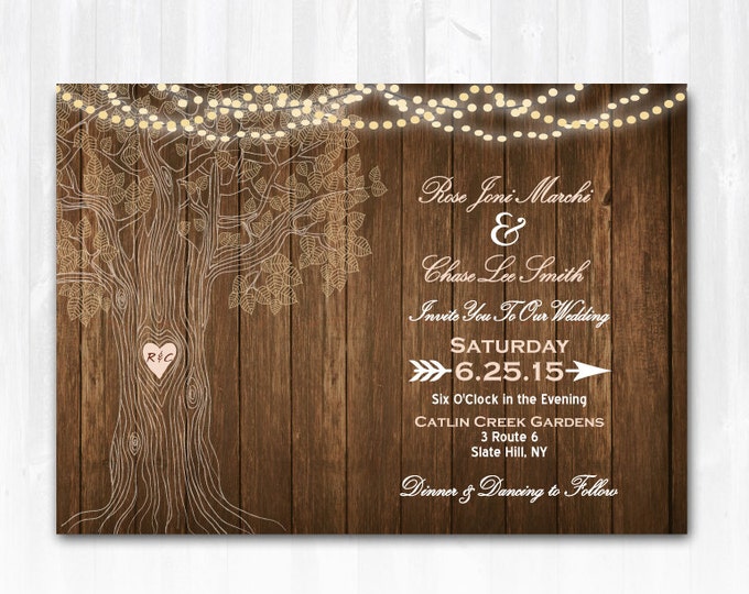 Tree Wedding Invitation Rustic Wedding Invitation String Etsy