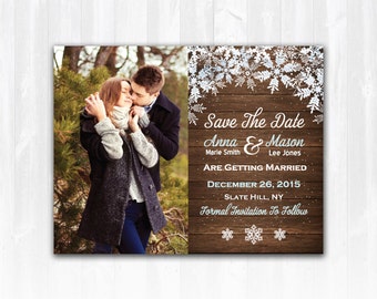 Winter Save The Date Magnet or Card DIY PRINTABLE Digital File or Print (extra) Winter Wedding Save The Date Snowflake Save The Date