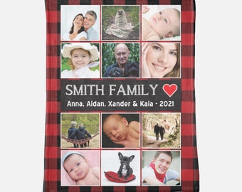 Custom Photo Blanket Personalized Family Photo Blanket Custom Family Blanket Buffalo Plaid Blanket Personalized Fleece Photo Blanket Gift