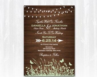 Rustic Wedding Invitation DIY PRINTABLE Digital File or Print (+) Garden Wedding Invitation Meadow Wedding Summer Wedding Invitation Spring