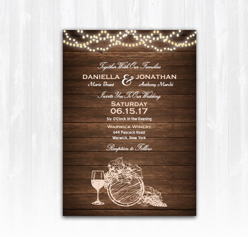 Wine Wedding Invitation DIY PRINTABLE Digital File or Print extra Vineyard Wedding Invitation Winery Invitation Wine Invitation Vineyard image 1