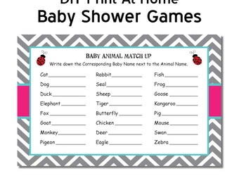 Chevron Ladybug Baby Animals Baby Shower Game DIY PRINTABLE Digital File or Print (extra)