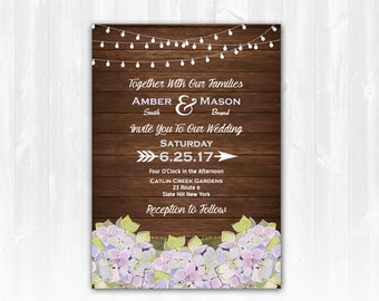 Hydrangea Wedding Invitation DIY PRINTABLE Digital File or Print (extra) Flower Wedding Invitation Hydrangeas Wedding Invitation