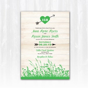 Country Wedding Invitation DIY PRINTABLE Digital File or Print (extra) Wood Wedding Invitation Burlap Wedding Invitation Meadow Wedding