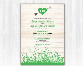 Country Wedding Invitation DIY PRINTABLE Digital File or Print (extra) Wood Wedding Invitation Burlap Wedding Invitation Meadow Wedding