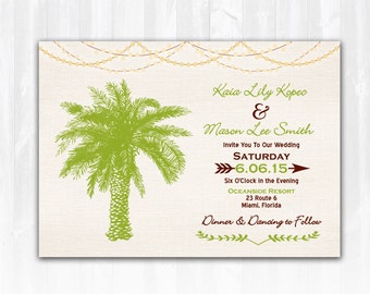 Palm Tree Wedding Invitation DIY PRINTABLE Digital File or Print (extra) Destination Wedding Invitation Beach Wedding Invitation Ocean