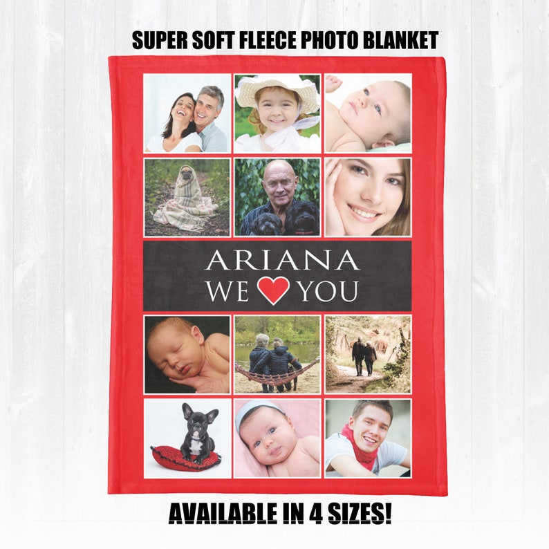 Custom Valentine's Day Blanket Personalized Valentine Photo Blanket for Mom Valentine's Blanket Custom Valentine's Day Gift for Mom image 1