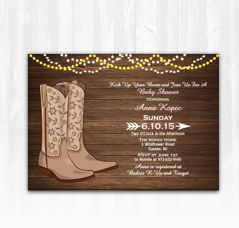 Cowgirl Boots Baby Shower Invitation DIY PRINTABLE Digital File or Print extra String Lights Baby Shower Invitation Country Baby Shower Bild 2