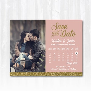 Gold Glitter Save The Date Magnet or Card DIY PRINTABLE Digital File or Print extra Glitter Calendar Save The Date Photo Save The Date image 2