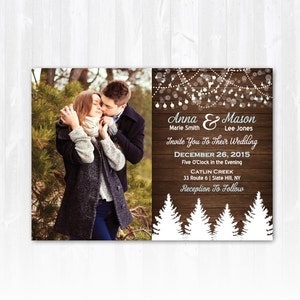 Winter Wedding Invitation DIY Digital File or Print (extra) Christmas Wedding Invitation Winter Wedding Invite Winter Tree Wedding Invite
