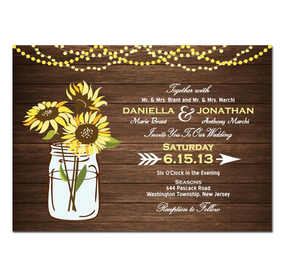 Sunflower Printable Wedding Invitation DIY PRINTABLE Digital | Etsy