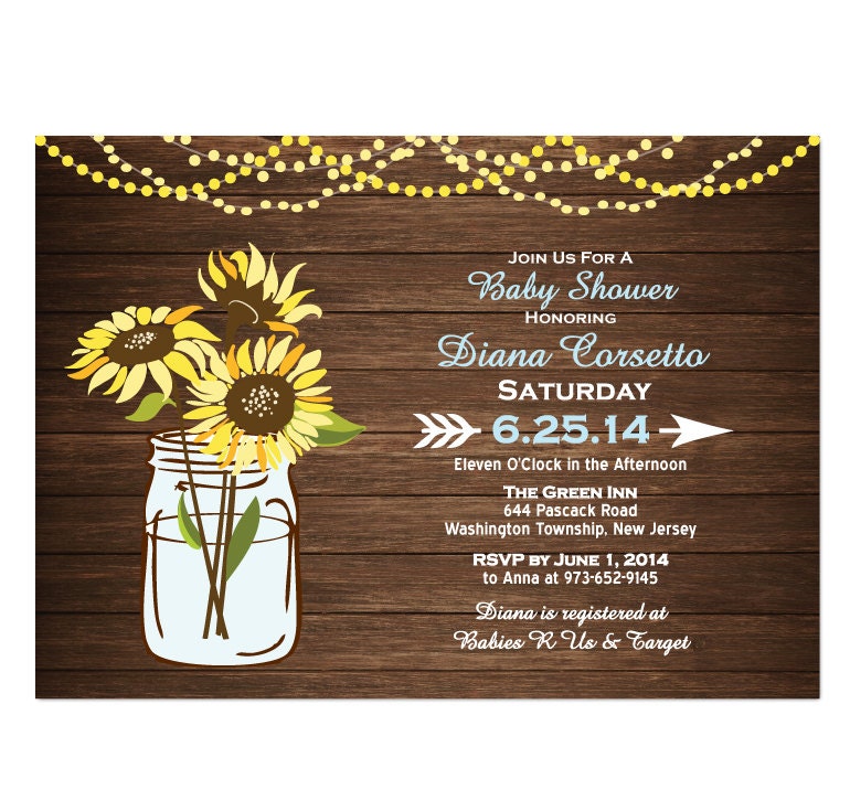 Sunflower Baby Shower Invitation DIY PRINTABLE Digital File or - Etsy