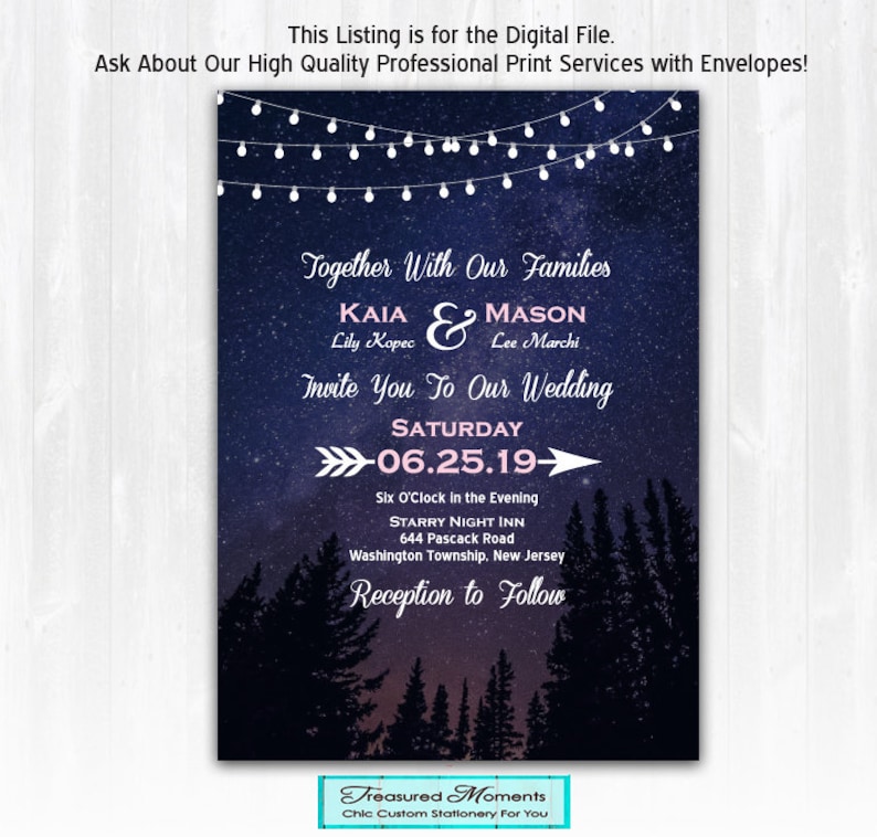 Tree Wedding Invitation Night Sky Wedding Invitation Country Wedding Invitation with Stars Starry Night Wedding Invitation DIY or Print +