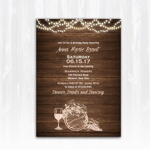 Wine Birthday Invitation DIY PRINTABLE Digital File or Print extra Vineyard Birthday Invitation Winery Birthday Invitation Wine Invite image 1