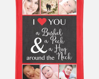Custom Valentine's Day Blanket Personalized Valentine Photo Blanket Valentines Blanket Custom Valentines Day Gift for Mom Bushel and a Peck