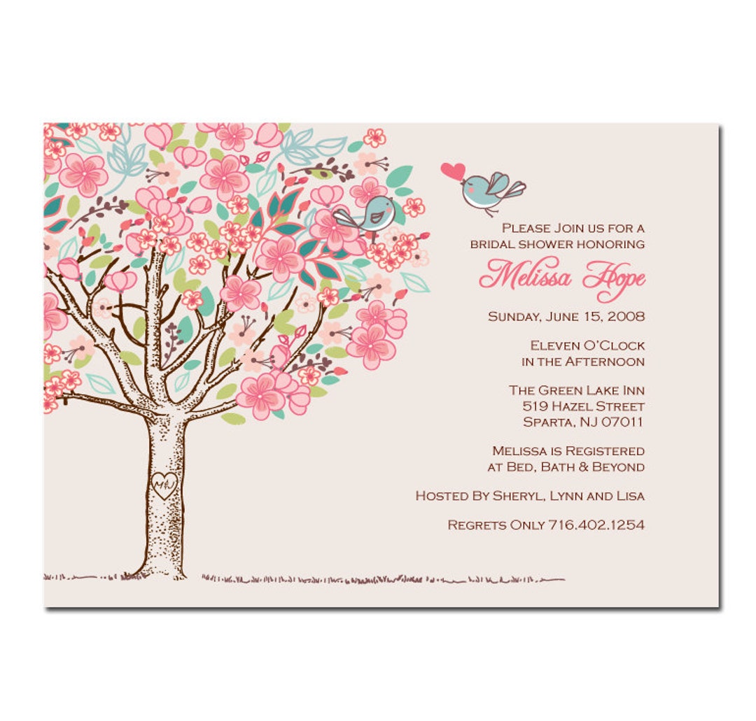 Tree With Love Birds Bridal Shower Invitation DIY PRINTABLE Digital ...