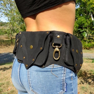 Utility belt  in black cotton canvas , Boomtown Model