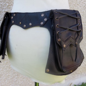 Ceinture utilitaire en cuir marron - Sac banane de voyage pour festival, ceinture de foire Renaissance, modèle enclume