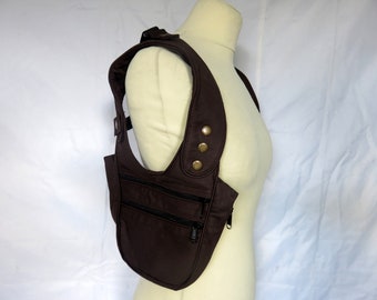 Festival holster bag in brown cotton canvas , Travel Holster ,Steampunk , Psytrance Clothing