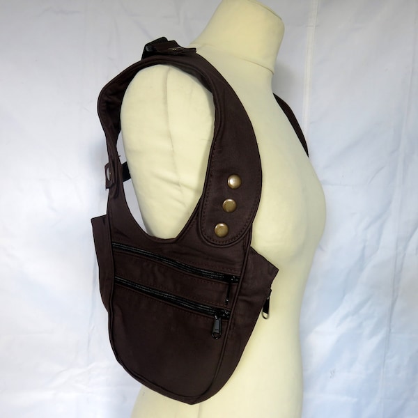 Festival holster bag in brown cotton canvas , Travel Holster ,Steampunk , Psytrance Clothing