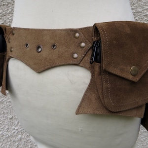 Ceinture utilitaire Festival Steampunk style hippie psytrance en daim - Anjuna Star Autumn