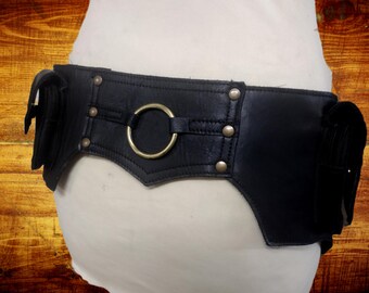 Leather Utility Belt , Festival Travel Waist Bag , Ring Model