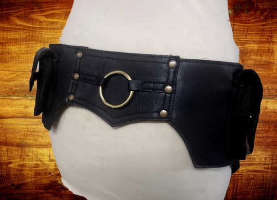 Leather Utility Belt , Festival Travel Waist Bag , Ring Model