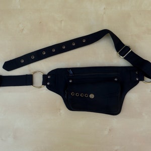 Sac banane, ceinture de voyage en coton noir, modèle Ring Pouch