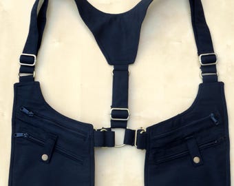 Holster bag , Crossbody bag in black cotton canvas