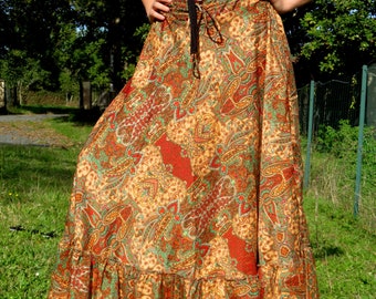 Summer Frill Skirt - Gold Boheme Hippie Skirt