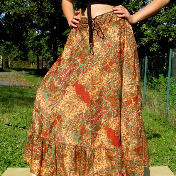 Summer Frill Skirt - Gold Boheme Hippie Skirt