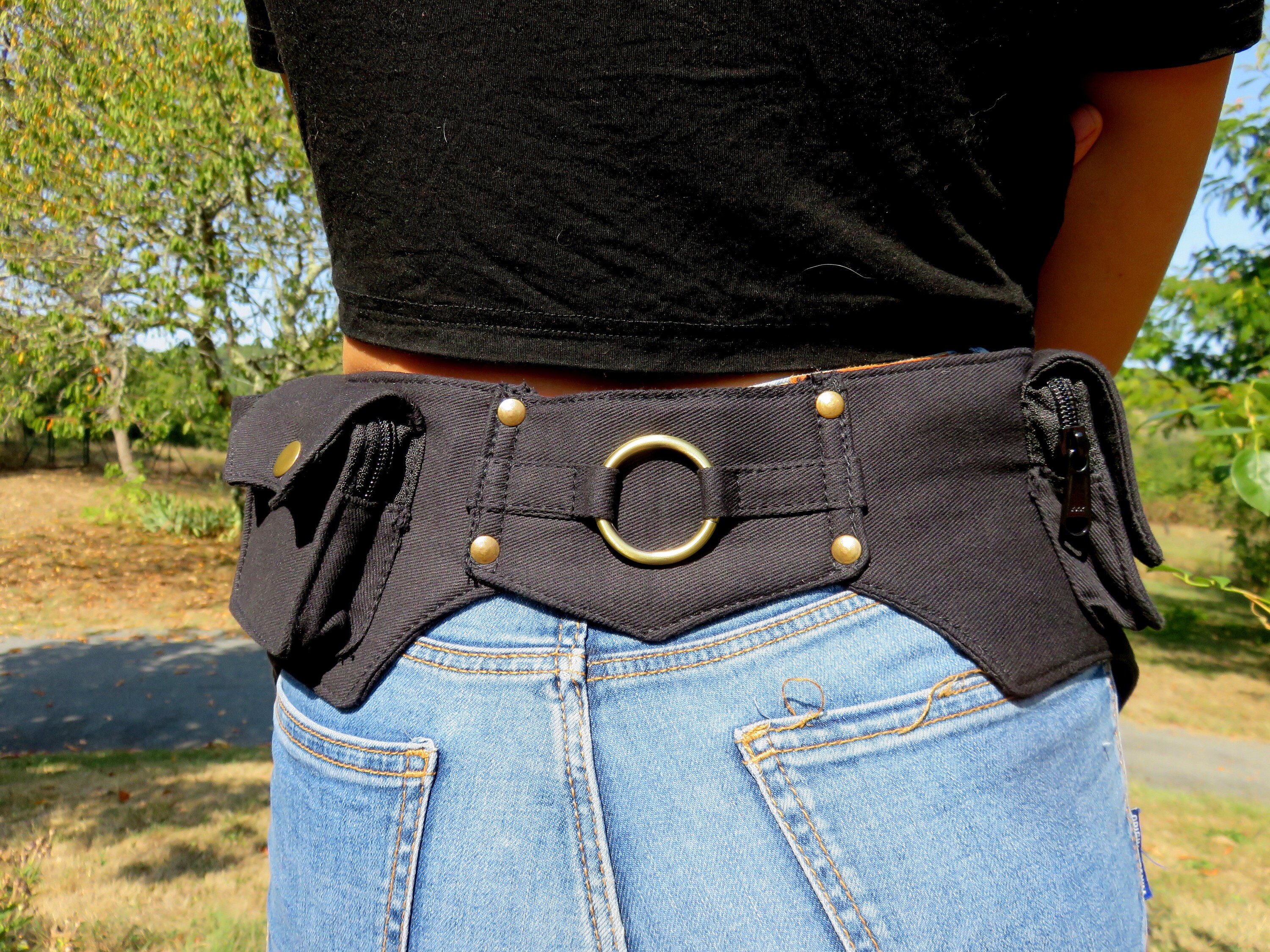 XL SIZE Money Belt Steampunk Utility Belt Festival Waist Bag Black Cotton Canvas Ring Model Etsy Canada