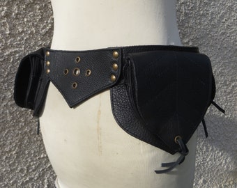 Ceinture Festival Cuir Feuille Noire