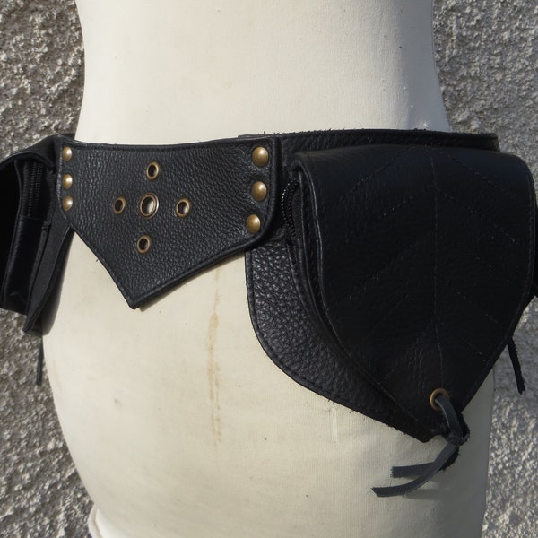 Festival belt (Leaf design) - black