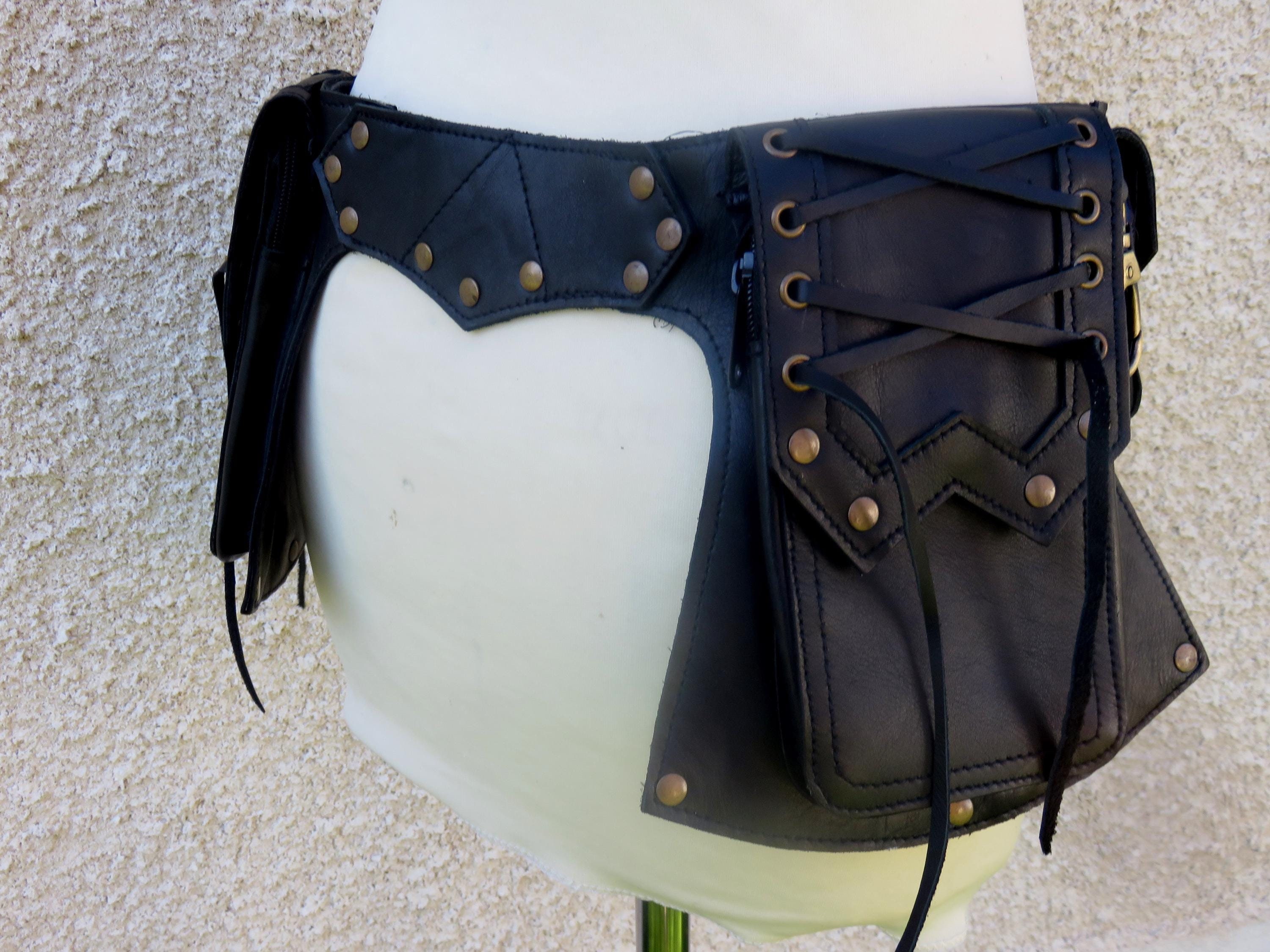Steampunk Festival Utility Belt in Black Leather - Anvil  display picture 3