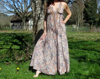 Robe longue en soie - Robe bohème d'été