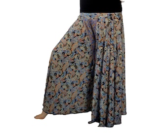 Silk Wide Leg Flowy Trousers - Bohemian Hippie Style Pants