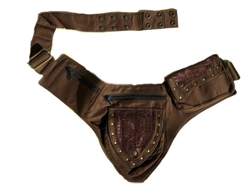 Festival Hip Bag Utility Belt Waist Bag in brown cotton Etsy