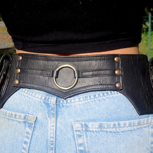 Ceinture Poche Cuir Ring Noir