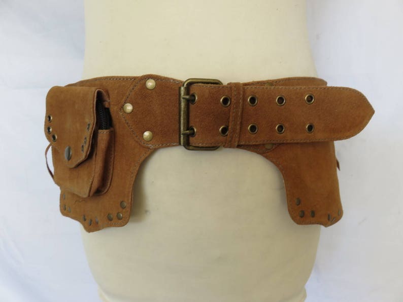 Steampunk Utility belt psytrance style in suede Autumn Flower Model image 3