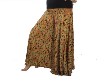 Silk Wide Leg Flowy Trousers - Bohemian Hippie Style Pants