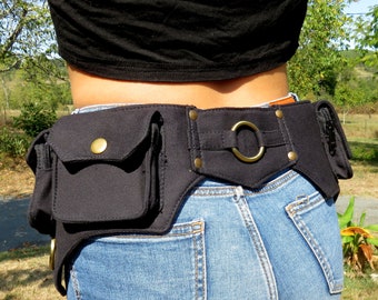 Utility Belt ,  Pocket Belt , Hip Bag , Bum Bag , Festival Fanny Pack  - Ring Model