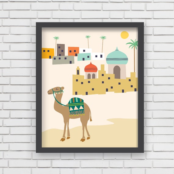 Middle East Home Decor Camel Nursery Wall Art Camel Art Print 8x10