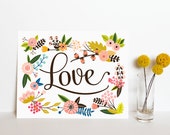 Baby Nursery Decor Art Print Floral Love Design, Nursery Decor Art Print - Floral Love Print