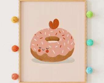 Kawaii Donut Druck: Kinderzimmer Wandkunst (Digitaler Download)