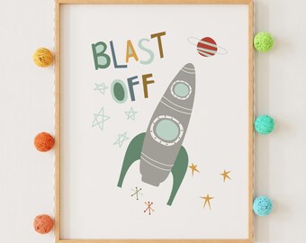 Outer Space Artwork: Blast Off Rocket Ship (Digital Download)